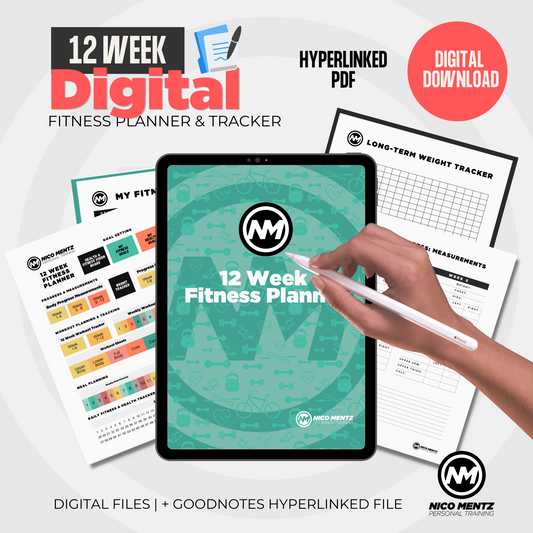 12 Week Digital Fitness Planner & Tracker | Digital Download | Digital Planner | Goodnotes | Hyperlinked PDF