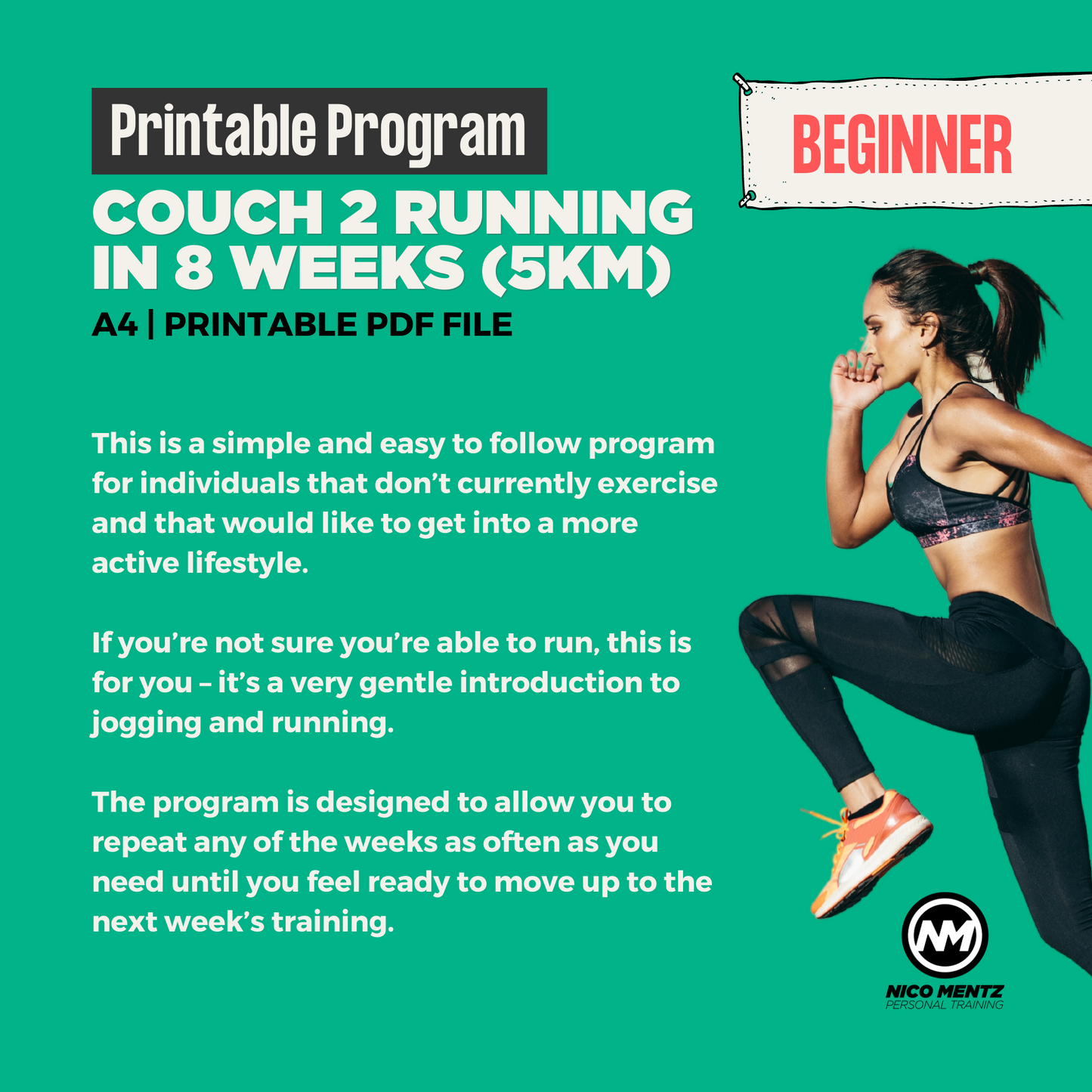 Beginner Runner Program: Couch to 5k – Free Downloadable